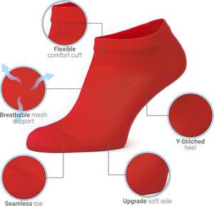 Chaussettes pour hommes en coton personnalisées avec logo, chaussettes de sport courtes, de haute qualité, antidérapantes, légères, tissées - Product Image 2