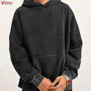Sweat à capuche épais pour homme, sans cordon, personnalisable, coupe oversize, uni, effet vieilli, délavé à l'acide, style vintage - Product Image 2
