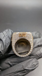 Anillo de Plata 925 de Lujo con Moissanita, Diseño de Águila, Chapado en Oro Amarillo, Estilo Hip Hop, Anillo Grueso para Hombre - Product Image 3