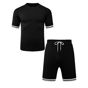 Best Wholesale Pakistan Solid Color Plus Size Men's Soccer Uniform Crew Neck High Street T-shirt Shorts <b>Set</b> 100% Cotton - Product Image 1