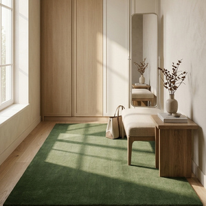 Tapis en laine vert tufté à la main de qualité supérieure, motif géométrique, antidérapant, pour salon, chambre, salle à manger, décoration moderne de la maison - Product Image 2