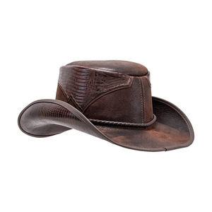 Unisex Brown Leather Cowboy <b>Hat</b> with Braided <b>Band</b> Striped Sublimation Printed Beach Summer Adult 56-58cm - Product Image 2