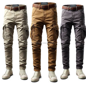 Pantalones Cargo de algodón Premium para hombre, pantalones ajustados con múltiples bolsillos, cintura media, cierre frontal plano con cremallera, ropa de calle, diseño OEM - Product Image 6