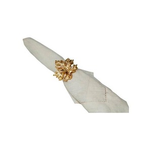 Luxury Modern Aluminum Gold Plated Durable Eco-Friendly Customizable Napkin Ring Leaf Design Wedding <b>Table</b> Decor Home Bulk - Product Image 1