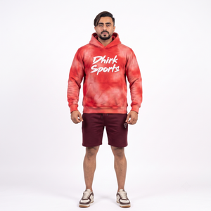 Sudadera con Capucha Roja Tie Dye Personalizada para Hombre, de Algodón Grueso y Felpa, con Bolsillo, Transpirable, Estilo Urbano, Fabricante OEM - Product Image 1