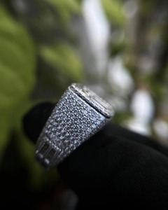 VVS Moissanite Baguette Diamond Custom Iced Out <b>Ring</b> 925 Sterling Silver Name <b>Ring</b> Hip Hop <b>Mens</b> Statement Jewelry - Product Image 2