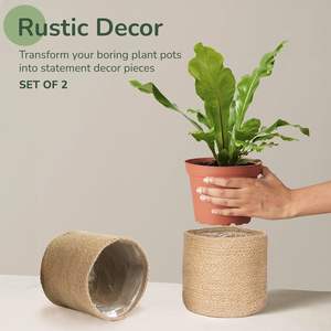 Panier de jardinage artisanal en jute, couvre-pots en corde tressée durable pour plantes succulentes, acceptation des commandes d'exportation et en gros - Product Image 5