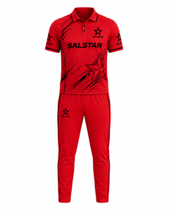 Uniforme de Cricket Rojo, Elegante y Transpirable, para Mayor Comodidad, Uniforme de Cricket Personalizado al por Mayor, Logotipos de Patrocinadores del Equipo, Club - Product Image 2
