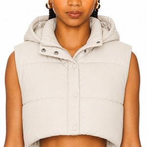 Chaleco Corto Acolchado de Alta Calidad para Mujer, Chaqueta Impermeable, Transpirable, Cortavientos, con Capucha, Ropa Exterior Informal - Product Image 1