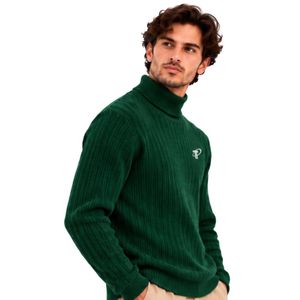 <b>Mens</b> Forest Green Ribbed <b>Turtleneck</b> <b>Sweater</b> Long Sleeve Winter Pullover High Neck Warm Casual Knitwear Fashion Jumper Top - Product Image 2
