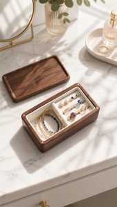 Premium Solid Wood Jewelry <b>Storage</b> Case with <b>Drawer</b> Ring Display Necklace Holder Bracelet Organizer <b>Storage</b> <b>Box</b> - Product Image 3