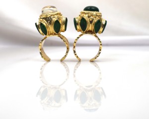 Indian Traditional Luxury Engagement <b>Ring</b> for Unisex 18K Gold Plated <b>Adjustable</b> Bollywood Style Ethnic Jewelry - Product Image 3
