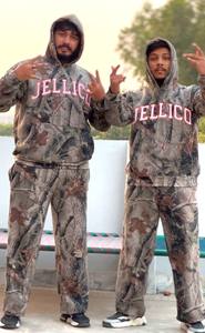 Ensemble survêtement homme en molleton technique, personnalisé, 500 g/m², pantalon de survêtement et sweat à capuche, broderie camouflage, haute qualité - Product Image 5