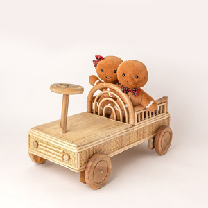 <b>Playful</b> rattan toy truck for toddlers competitive price charming miniature trucks with wooden wheels - Product Image 5
