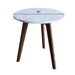 Table basse moderne en bois massif avec accents en faux marbre, petite table simple pour la maison, chambre, salon, salle à manger, bureau - Product Image 5