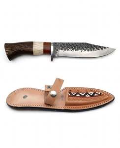 Handcrafted Forged Carbon Steel Blade Utility Tool Rosewood <b>Bone</b> <b>Handle</b> Stainless Bolster Leather Sheath - Product Image 1