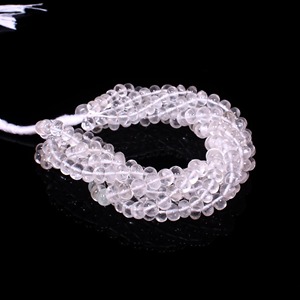 Perles de cristal transparentes, perles rondes lisses en quartz cristal naturel, brin de perles de quartz cristal de 15 pouces - Product Image 3