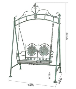 KHP Wrought Iron <b>Swing</b> Chair-3-Person Seat Waterproof Cushion European/Classical/Victorian Design Easy Assembly-Outdoor Garden - Product Image 2