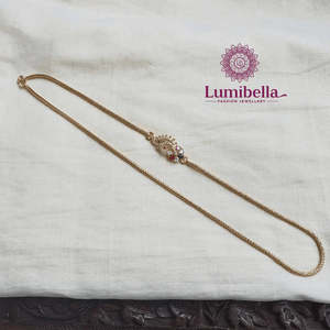 <b>Titanium</b> Gold Plated Long Link <b>Chain</b> Necklace with Floral Zircon Design - Product Image 1