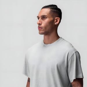 Camiseta Oversize Gris Claro para Hombre, Estilo Casual, Algodón, Streetwear, Corte Holgado, Manga Corta, Verano, Básica, con Logotipo Personalizado, Venta al Por Mayor - Product Image 6