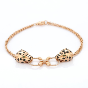 NOVA Women's 18K <b>Solid</b> <b>Gold</b> Emerald & Diamond Panther Bracelet Vintage Statement Design - Product Image 3
