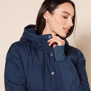 Hooded Collar Women's <b>Winter</b> Top Quality Bomber Puffer Jacket Printed Knitted Polyester Filled Casual Loose Fit Breathable Soft - Product Image 5