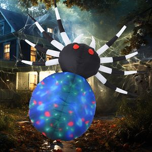 Decorazioni Gonfiabili di Halloween da 1,5 Metri, Ragno Multicolore con Occhi Rossi e LED per Prato, Feste e Decorazioni da Giardino - Product Image 2