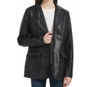 Manteau trench classique en cuir véritable avec ceinture, col à revers, bouton unique, manches longues, longueur midi, vêtements d'extérieur pour femmes - Product Image 6