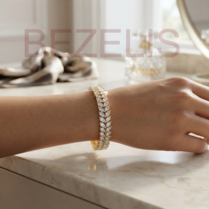 Brazalete de Diamantes con Corte Marquesa en Oro, Diseño de Hojas Multirrango de Lujo, para Mujer, Ideal para Cumpleaños y Fiestas, Venta al por Mayor, Joyería Fina - Product Image 4