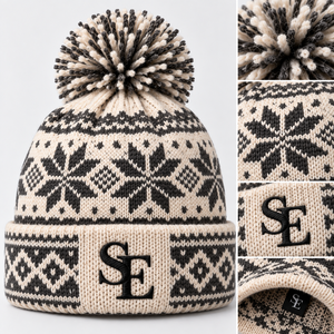 Gorro de Punto con Diseño Nórdico Personalizado, Gorro de Invierno con Pompón, Aspecto de Lana Suave y Cálida, Gorra Unisex de Moda, Proveedor Mayorista OEM ODM - Product Image 6
