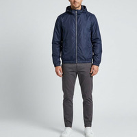 Veste coupe-vent légère pour homme personnalisée, à capuche, bleu marine, imperméable, veste bomber décontractée, vêtements de sport