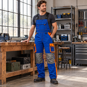 Construction <b>Bib</b> Overalls <b>Men</b> Custom Logo Workwear Multi Pocket Tool Storage Adjustable Straps Reinforced Knees Workshop Uniform - Product Image 5