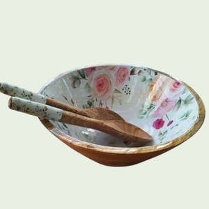 Bandeja de Servir Rústica Ecológica Hecha a Mano de Madera de Mango con Adhesivo Impreso, Tazones Meena para Cocina, Comedor, Fiestas y Bodas - Product Image 2