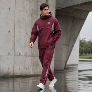 <b>Hooded</b> Windbreaker Track Suit Packable Waterproof Breathable Lightweight Sporty Unisex Autumn Nylon Fabric Side <b>Zip</b> Pocket Pants - Product Image 4