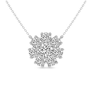 10k <b>Solid</b> <b>Gold</b> Roselle Round Lab Grown Diamond Flower <b>Pendant</b> For Necklace Prong Set Multi Diamond Reasonable Price Jewelry - Product Image 1