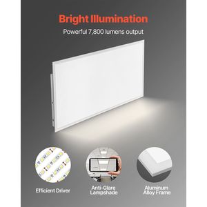 Pannello LED Piatto 2x4 Ft 7800 LM 24W, Plafoniera a Incasso per Controsoffitto, 3 Colori Selezionabili (4000K/5000K/6000K), IP44 - Product Image 5