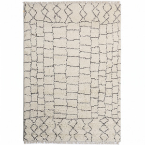 Tapis géométrique DECORDEC gris ivoire, motif losanges texturés, écologique, antidérapant, tufté à la main pour salon - Product Image 1