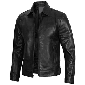 2026 OEM Hot Selling Black Cowhide Leather <b>Jacket</b> For Men's Zipper Pockets 100%High Quality Low MOQ Winter <b>Heated</b> Fashion <b>Jacket</b> - Product Image 1