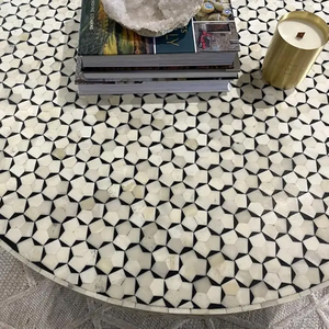 Table à manger moderne et portable, plateau en incrustation d'os, design en panneaux de bois, taille/couleur personnalisable, durable, fabrication artisanale, hôtel - Product Image 2