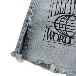 Custom Made Men Denim Shorts Solid <b>Mid</b> Waist Casual Button Fly Raw Hem 100% Cotton Fabric Rhinestones Anti-Wrinkle Quick Dry - Product Image 4