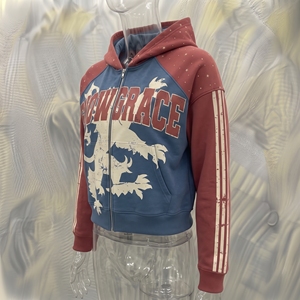 Sweat-shirt à capuche zippé pour homme Snowgrace, en coton French Terry, manches raglan, design sportif, vêtements d'automne - Product Image 4