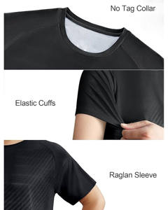 Camiseta de Hombre 2025/2026, Cuello en V, Manga Corta, Corte Regular, Color Negro Sólido, 100% Algodón, Tejido Suave, Transpirable y de Secado Rápido, Estilo Casual - Product Image 4