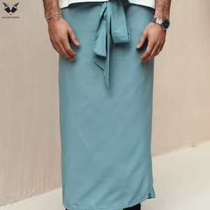 Izár Islámico Minimalista de Color Sólido para Hombre, Tela Transpirable, Diseño con Cordón Ajustable, Prenda Inferior Musulmana Elegante - Product Image 2