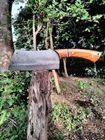 Handgesmeed Damascus staal cleaver mes, slager- en koksmes met olijfhouten handvat, keuken cleaver voor het snijden van vlees