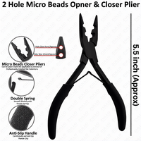 Conception personnalisée Logo personnalisé Noir Kit d'outils professionnels d'extension de cheveux 17 pièces Micro Ring Bead Application Set