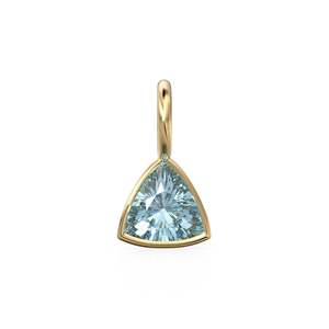 Aquamarine 5mm 14k Yellow <b>Solid</b> <b>Gold</b> Charm <b>Pendant</b> Bezel Jewelry Finding / March Birthstone / Trillion Cut Blue Gemstone - Product Image 1