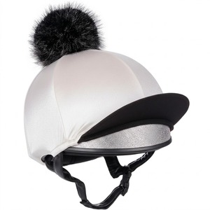 Nueva Funda para Casco de Equitación Color Lavanda con Pompón Negro y Adorno de Brillo Plateado - Product Image 2