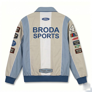 เสื้อแจ็คเก็ตสตรีทแวร์สไตล์นักแข่งมอเตอร์ไซค์ ผ้าฝ้าย % คอตตอน ปักลายคุณภาพสูง ระบายอากาศได้ดี ดีไซน์ลายสวยงาม รับผลิตแบบ ODM OEM - Product Image 6
