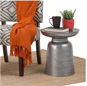 Tabouret sur pied en étain brossé de qualité supérieure, table à boissons moderne pour salon - Product Image 2
