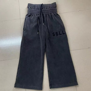 กางเกงวอร์มขาบานเอวสองชั้นผ้าฝ้ายพิมพ์ลายโลโก้แฟชั่นสั่งทำพิเศษ 100% ผ้าเฟรนช์เทอร์รี่ทรงหลวมสำหรับผู้ชาย - Product Image 6